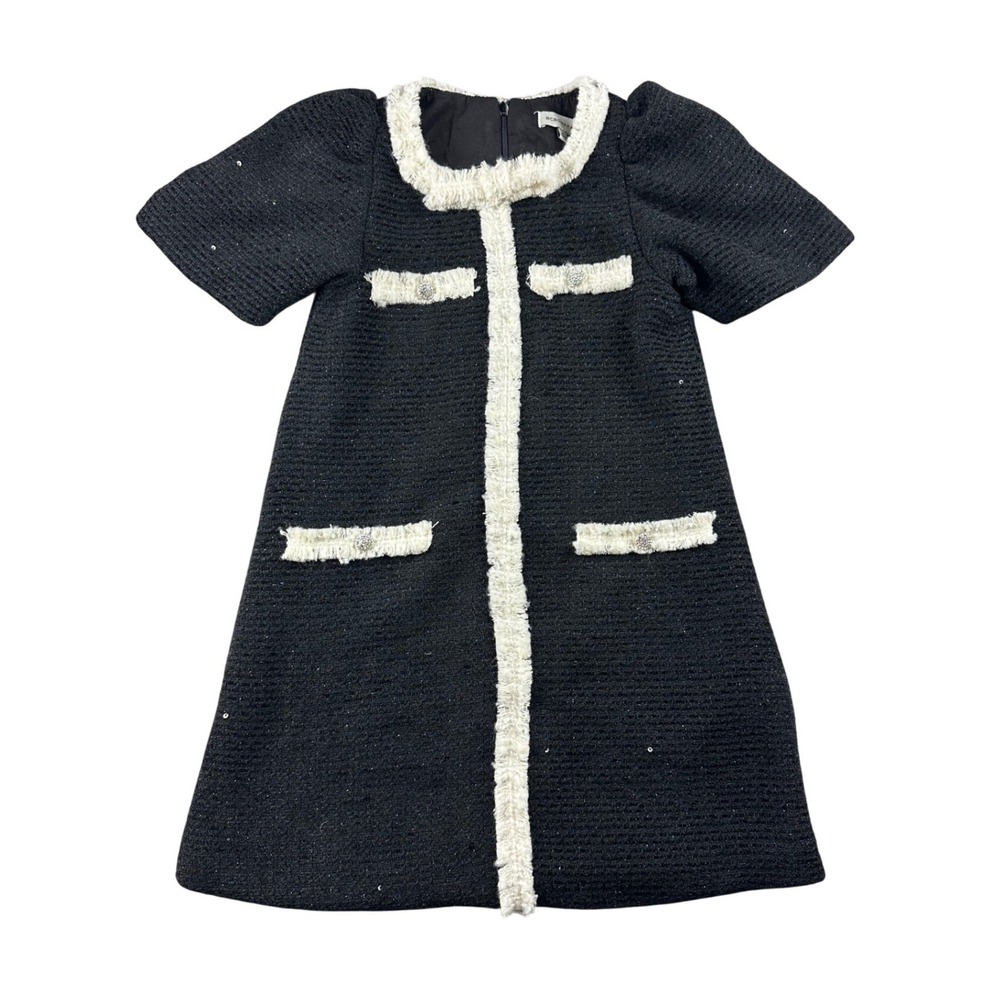 BCBGMAXAZRIA Tweed Dress Girls 8 Black A-Line Boucle Special Event Party Elegant